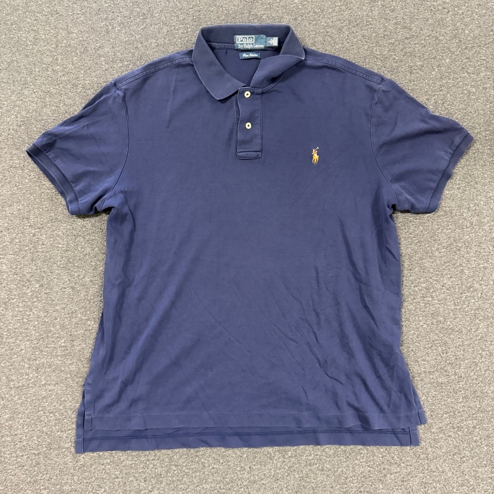 Modern Polo Ralph Lauren Polo Shirt Mens L Navy Blue Good Pima Interlock Cotton